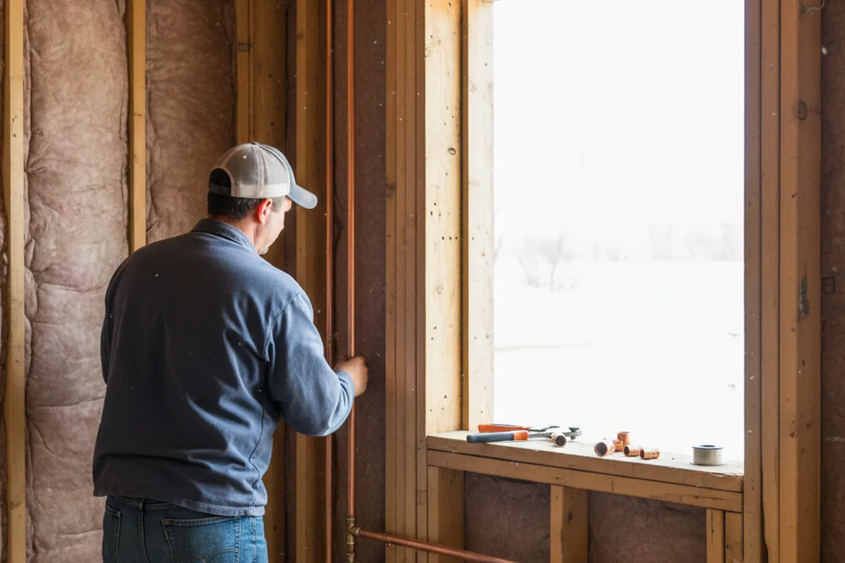 Licensed plumber running new copper supply lines in a Flower Mound home