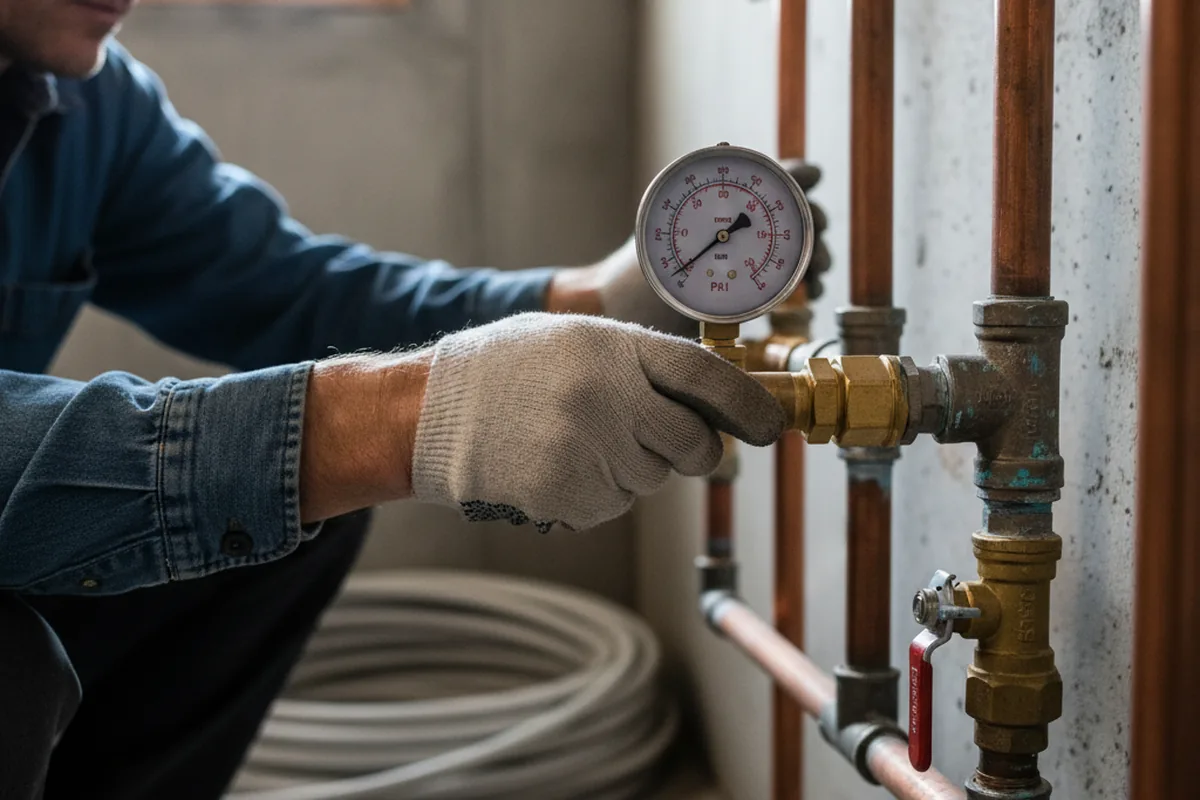 Pressure testing a repaired line during Water Line Repair in Flower Mound